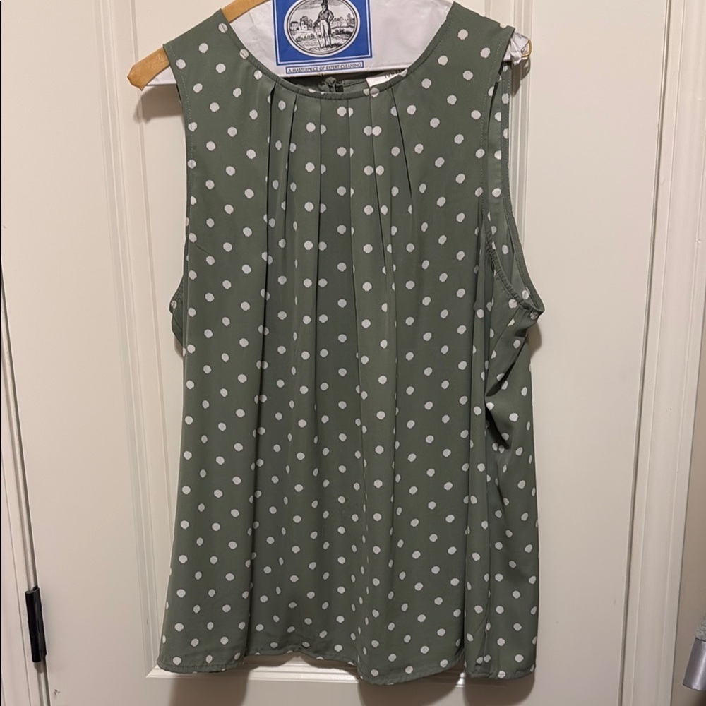 Fun 2 Fun Green Pleated Blouse